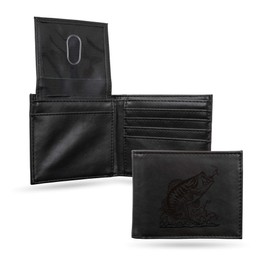 Rico Industries Bass Scene Laser Engraved Billfold Wallet, Black, 5.75