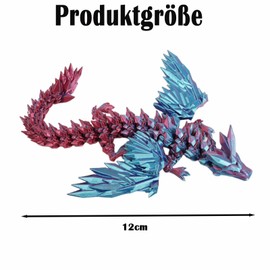 2 PCS 3D Printed Dragon with Wings, 3D , 3D Dragon, Fidget ToyCrystal, Dragon Set 3D Printed Dragon with Wings, Blue-Silver & Blue-Red(14cm )