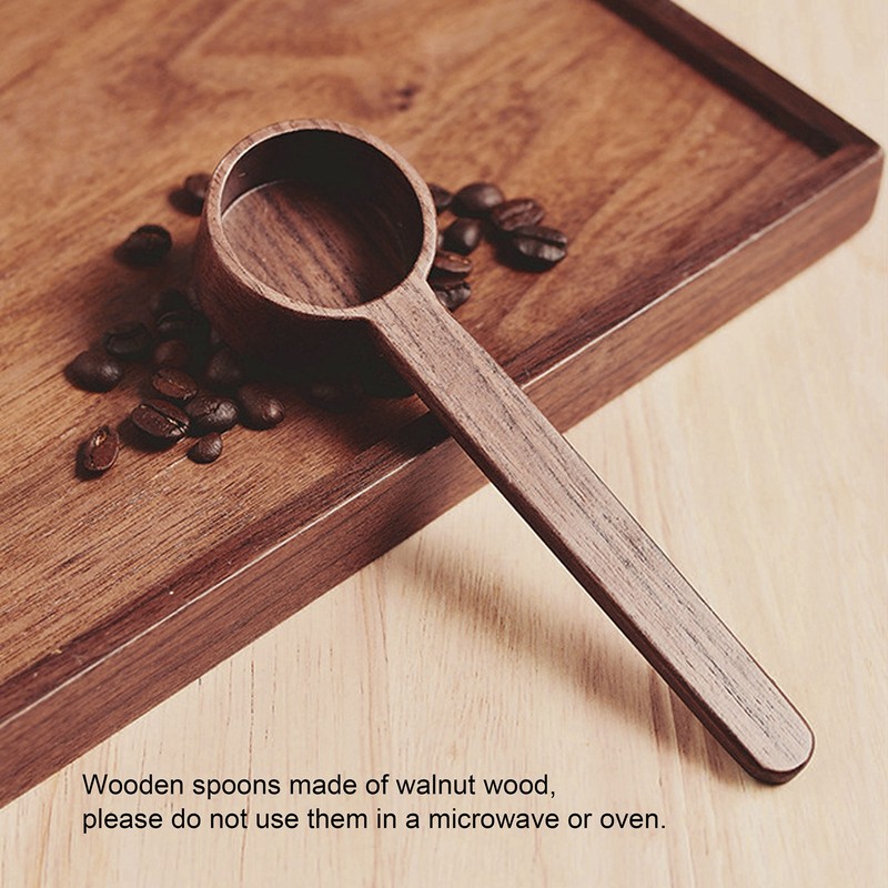 2Pcs Walnut Coffee Bean Measuring Spoon Food Grade Salt Spoon