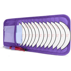 Fancy Mobility CD Case Holder for Car - Sun Visor Organizer for 12 CD’s/Dvd’s, 1 Mesh Pocket & 1 Horizontal Pen Holder - Safe, Ergonomic Design (Purple)