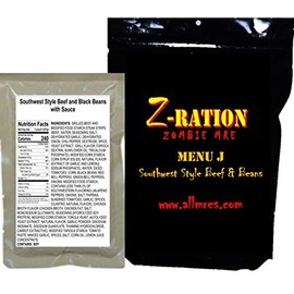 MRE Z-Ration (Zombie MRE) Custom Meals Ready to Eat! (MENU J - Southwest Style Beef & Beans)