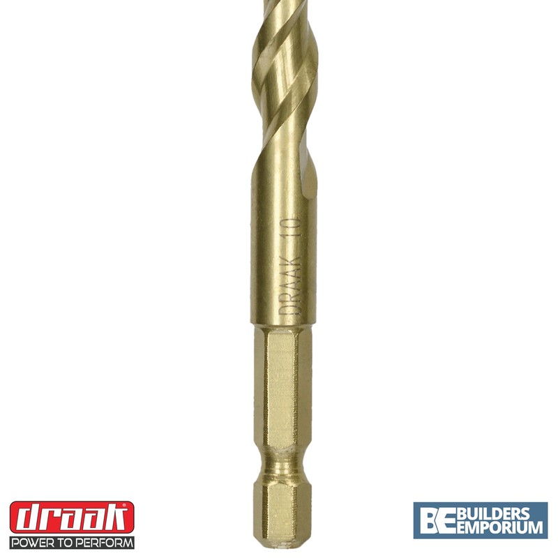 Draak 6mm Tile 4 Point Carbide Twist Spiral 1/4 Hex