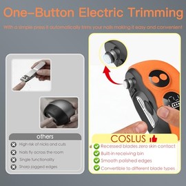 Electric Nail Clipper, 3 in 1 Electric Nail Clippers with Interchangeable Heads, Built-in Magnifier, Dual Polishing Modes, LCD Display, Debris Storage