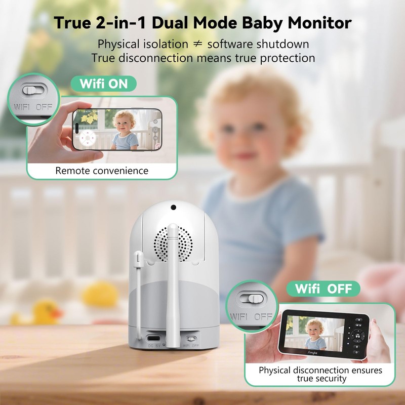 Simyke Video Baby Monitor with Camera and Audio,5'' Screen,720P,No Wifi