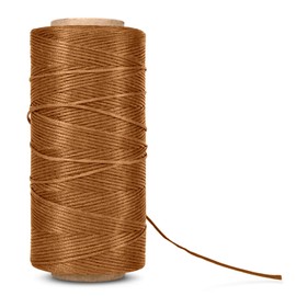Flexzion Waxed Thread - 284 Yards 0.8 mm 150D Polyester Wax Thread for Leather Sewing, Bookbinding, Stitching & DIY Projects (Khaki)