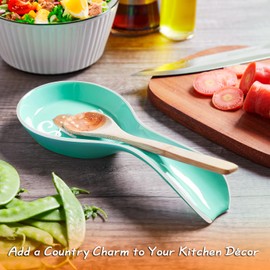 Turquoise Spoon Rest for Stove Top, DAYYET Ceramic Teal Large Spoon Holder, Spoon Rest for Kitchen Counter, Spatula Holder Utensil Rest for Ladles, Tong, Teal Kitchen Decor and Accessories