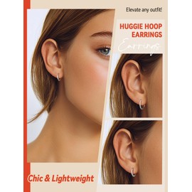 FaithHeart Women's Earrings Silver 925 Hoop Earrings Girls Stud Earrings Zirconia Helix Piercings 6 mm / 8 mm / 10 mm / 12 mm Piercing Ear Drop Earrings for Birthday, 6 mm