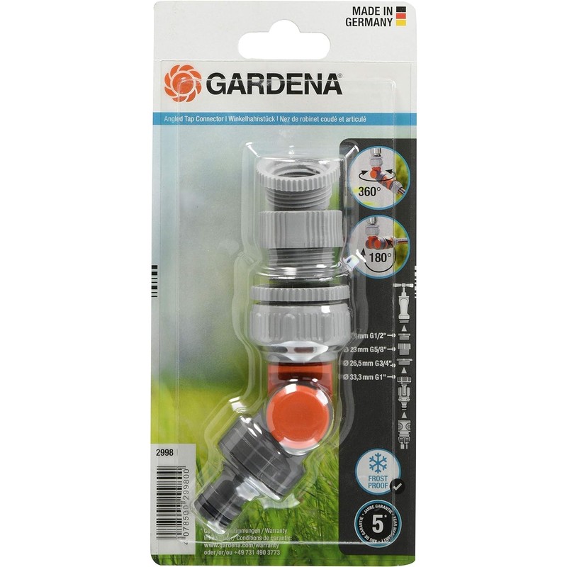 GARDENA 02998-20 Angle Faucet Connector (Freely Adjustable Direction)