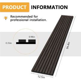 Olanglab Wood Slat Wall Panels, 2-Pack 94.48"x 12.59"x 0.82" Each, Acoustic Wood Wall Panels Sound Absorbing, 3D Wall Panel Wood, Wooden Acoustic Wall Panels (Brownish-Black)