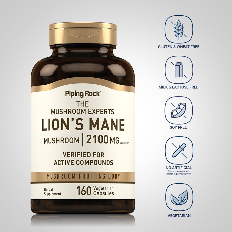 Piping Rock Lions Mane Mushroom Supplement | 2100mg | 160