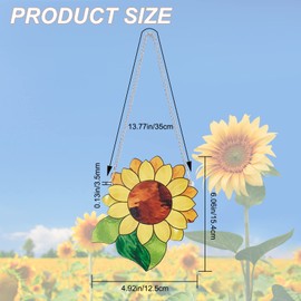 CREATCABIN Sunflower Gift Window Hanging Acrylic Sun Catcher Wall Decor Art Flower Decorations With Chains Clasps for Women Mom Grandma Kitchen Home Window Wall Birthday Housewarming 6 x 4.9 Inch