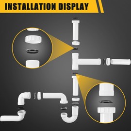 Saillong 27 Pcs Garbage Disposal Installation Kit Complete Kitchen Sink Drain Pipe Kit for Double Bowl Sink, 1-1/2" Plumbing, Simple Install, Leak Proof (Set A)