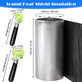 Zhengmy 53.9 Sqft 196 Mil Car Heat Sound Insulation Mat Automotive Noise Deadening Mat with Rubber Roller Auto Sound Deadener Self Adhesive Heat Insulation for Hood Ceiling Door(20 x 394 Inch)