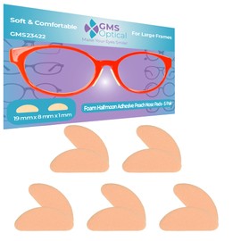 GMS Optical Ultra-Thin Quality Adhesive Halfmoon Felt Nose Pads - Removes Soreness - Extra Large (19mm x 8mm x 1mm) (5 Pair, Peach)