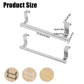 Cabinet Door Towel Bar, Dish Towel Rack for Cabinet, Stainless Steel Kitchen Towel Holder, Over The Door Hand Towel Hanger for Kitchen Bathroom Cupboard, 2 Pack (2*Small Gold)
