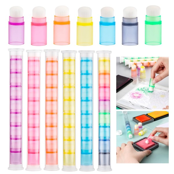 OTCRAFT48 Pcs/Set Soft Bristles Finger Daubers with 6 Storage Box