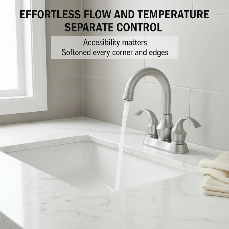 Alloy 4-inch Hot/Cold Double Handle Deck-Mounted Electroplated Modern Brushed Bathroom