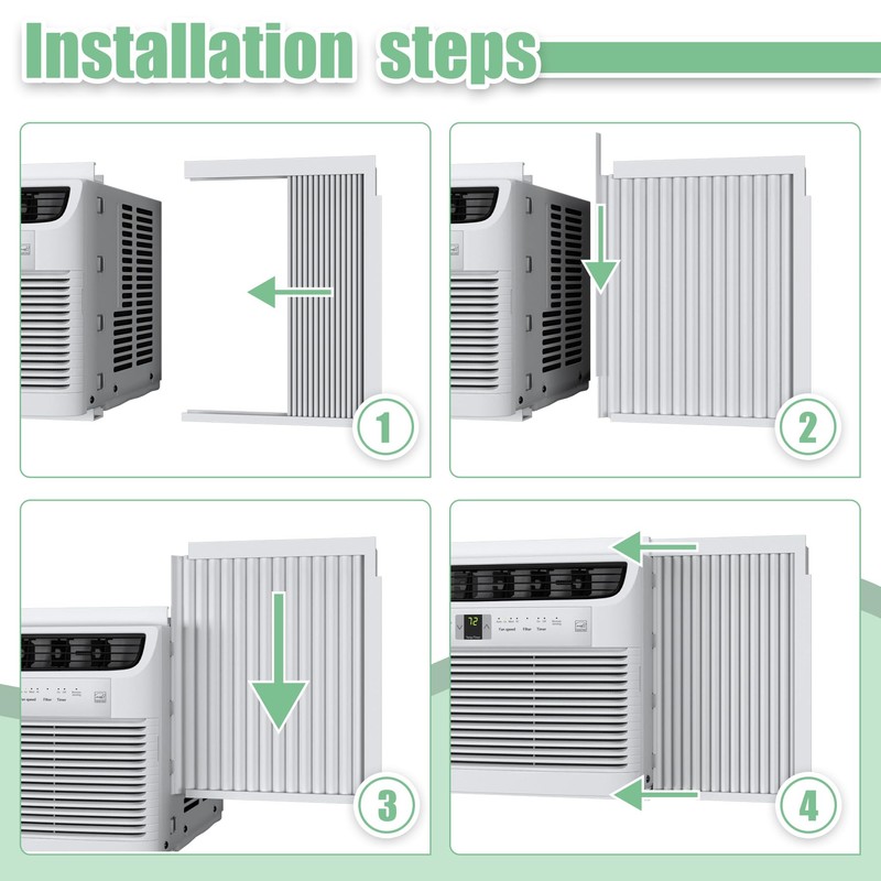 Memrita Window AC Side Panels with Frame Set,Air Conditioner Accordion