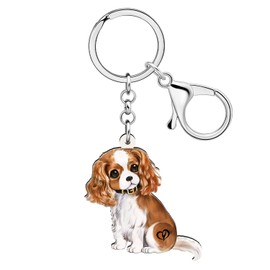 HUAGEO Acrylic Cute Cavalier King Charles Spaniel Dog Keychain Bag Car Purse Key Rings Pets Jewellery Gifts for Women Charms, brown, M