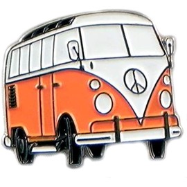 GBJUK Orange and White Campervan Enamel Pin Lapel Badge with Butterfly Clasp Back