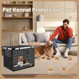 ZESTEFY Dog Crate Cover, 36 42inch Crate Covers for Dogs Cages, Windproof Dog Kennel Cover, Machine Dogs Cage Covers for Outdoor/Indoor Protection (M 36in: 94×61×63.5cm/37×24×25in)