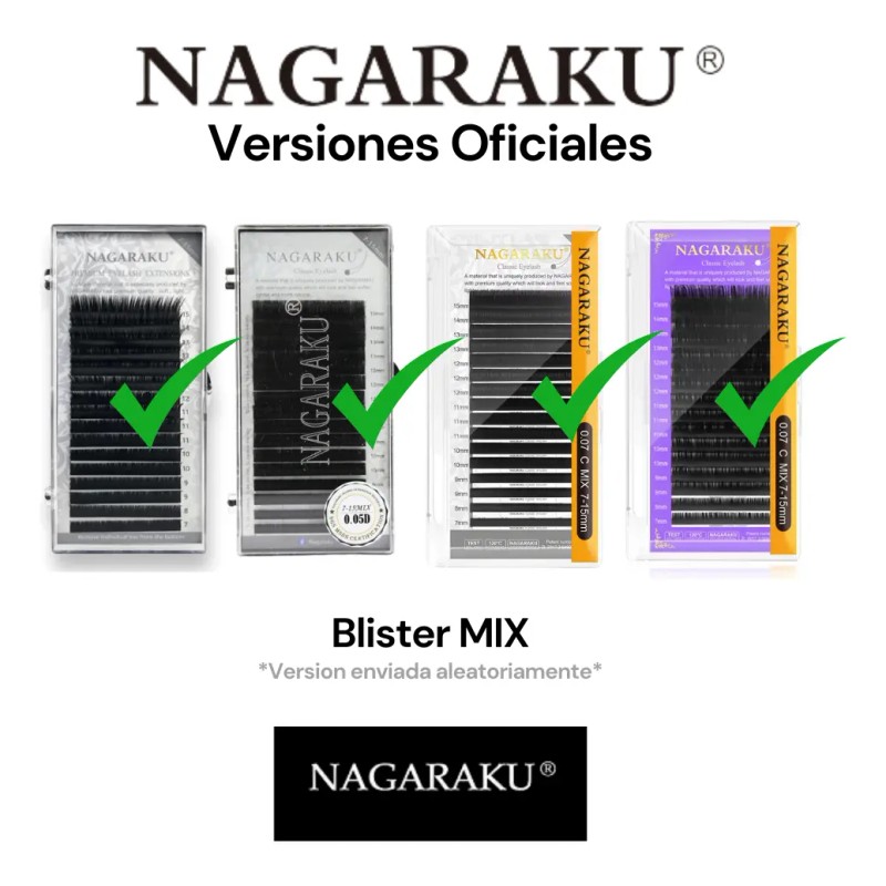 Blister Pestañas Nagaraku Aplicacion Mink 1x1 Medida Y Mix