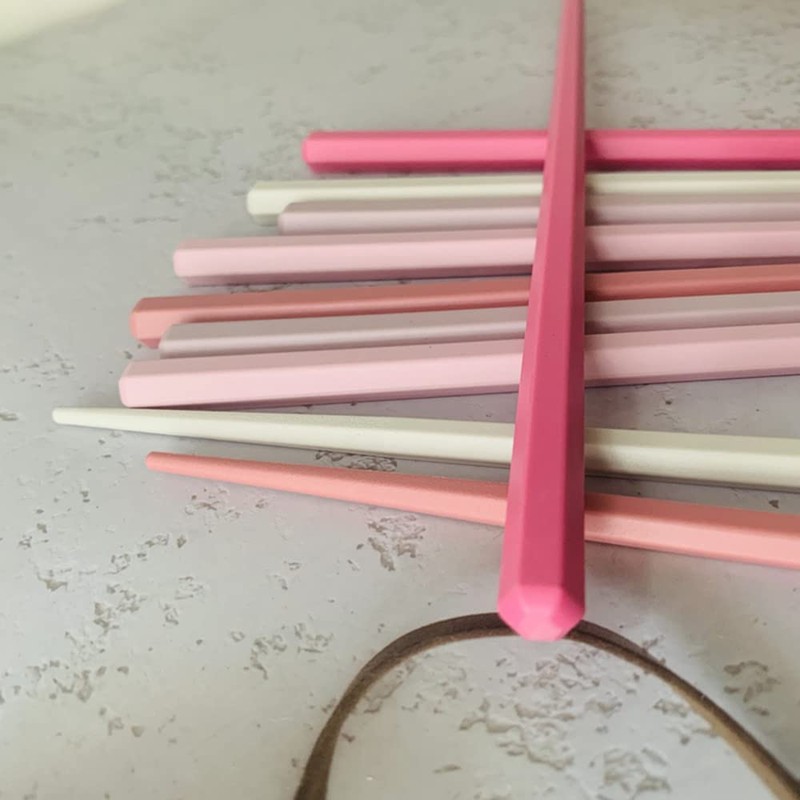 5 Pairs Fiberglass Reusable Chopsticks, Non-Slip, 5 Pairs Set (Pink)