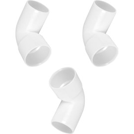 PVC Waste Pipe 90-Degree Bend Fitting, 50mm, White, Pack of 3