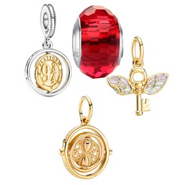 HappyStar 925 Sterling Silver Charms for Bracelets and Necklaces,Combination Dangle Pendants Beads Charms Jewelry Gift for Couples Sisters.（With Spacer Beads）