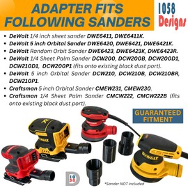 Sander Vacuum Adapter for DeWalt or Craftsman Sanders - Shop Vac Attachment for Dust Collection (1-7/8") by 1058Designs