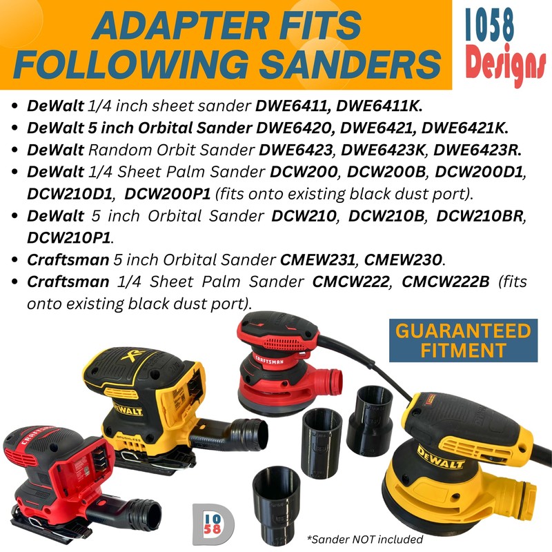Sander Vacuum Adapter for DeWalt or Craftsman Sanders - Shop