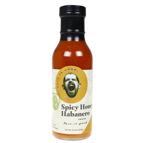 Pain is Good - Spicy Honey Habanero Screaming Wing Sauce - 13.5oz Bottle - Made in USA - All Natural Ingredients, Non-GMO, Gluten-Free, Sugar-Free, Vegetarian, Keto