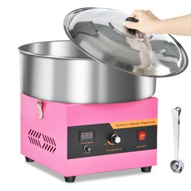 Cotton Candy Machine Commercial, 1000W Professional Cotton Candy Machine, Cotton Candy Maker with Stainless Steel Bowl, Bowl Cover and Sugar Scoop for Kids Birthday, Family Party, Festival (Pink)