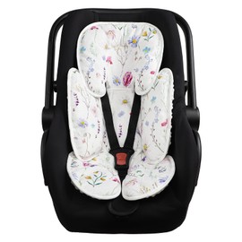 Infant Car Seat Insert Pea Pod 2-in-1 Baby Car Seat Head & Body Support for Newborn Girl Reversible 3 Layer Warm Preemie Carseat Stroller Cushion Headrest with Soft Minky Dot Fabric, Wildflower