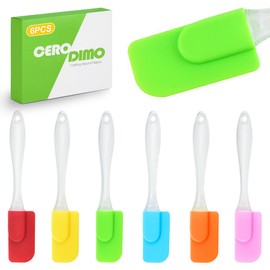 CeroDimo 6-Piece Mini Silicone Spatula Set - Heat Resistant Non-Stick Small Scraper Turner for Baking Cooking Mixing Frying and Kitchen Use Multicolor