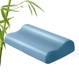 Contour Cervical Pillowcase- Rayon Derived from Bamboo Pillow Case Cover for Contour Cervical Neck Pillow- Breathable Silky Soft Pillowcase for Hot Sleepers,24 x14 x5/3.7 Inches 1 Piece Aqua Blue