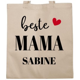 Baumwolltasche - Beste Mama Geschenk Muttertag personalisiert I Mami Geschenk Mutter I Muttertagsgeschenk für Mütter - Unisize - Naturweiß - personalisierte tasche mom mutterzagsgeschenke taschen
