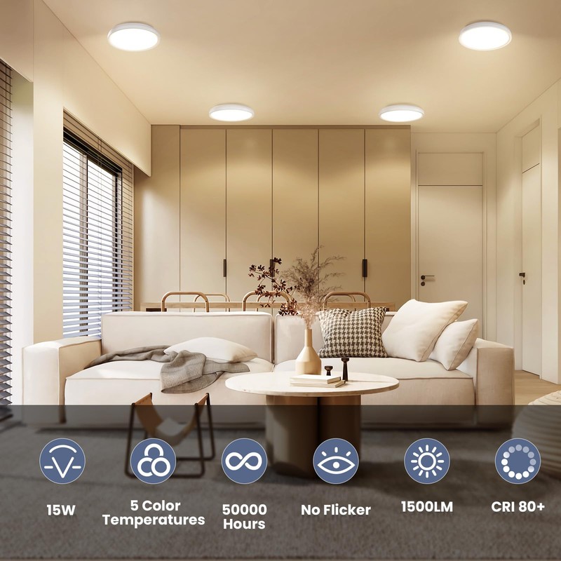 NIORSUN 7 Inch LED Ceiling Lights,5CCT Lighting Options Dimmable Flush