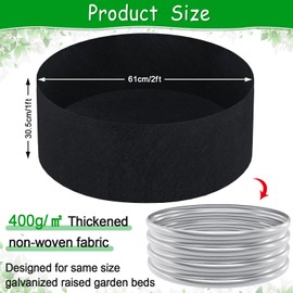 Niuyhe Round Fabric Galvanized Raised Garden Bed Liner, 2x2x1 Feet Outdoor Garden Planting Bags for Vegetables, Flowers, Herbs, and Succulents