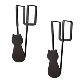 Pack of 2 Cat Towel Holder Metal - Stylish Wrought Iron Cat Door Hooks for Door and Wall - Single Hook Behind Cat Door for Convenient Hanging of Coats, Towels and Keys
