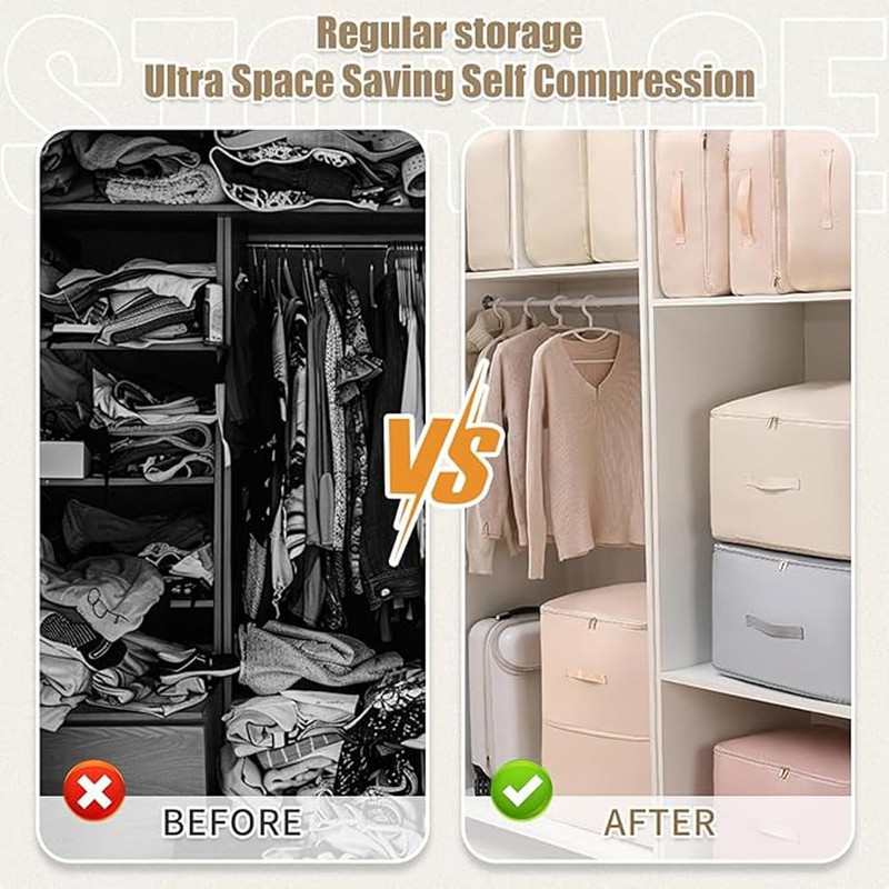 Ultra Space Saving Self Compression Organizer, 2025 Upgrades Space Saver