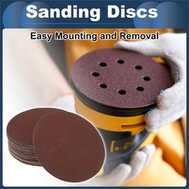 INFINAUTO Sanding Discs, 7" 100 Grit Automotive Repair Round Hook and Loop Sandpaper Aluminum Oxide, Paper Base Red, 50 Pcs