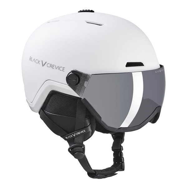 Black Crevice Davos Ski Helmet with Visor, White, M (56-58 cm)