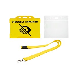 Visually Impaired ID Card with Neck Lanyard - Durable, Recycled Material, Credit Card Size - Made in Britain (with Lanyard and Holders)