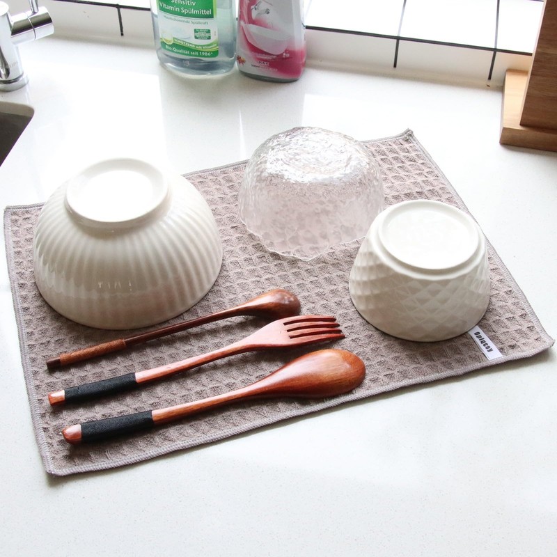 Set of 2 Dish Drying Mats - Highly Absorbent Waffle