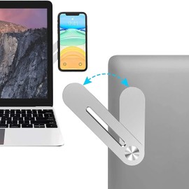 Magnetic Mobile Phone Holder Laptop Slim Portable Foldable Side Mount Clip Stand Premium Aluminum Adjustable Extension Bracket for Smart Cell Phone Computer Laptop