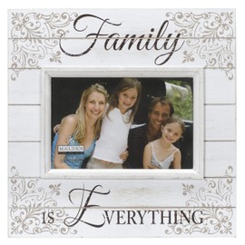 Malden International Designs Sun Washed Words Family Distressed Cream Picture Frame, 4x6, Cream