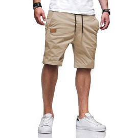 JMIERR Mens Casual Shorts - Cotton Drawstring Summer Hawaiian Beach Stretch Waist Twill Chino Dress Golf Shorts with Pockets for Men 9 Inch Inseam, US 40(2XL), S1 Khaki 2