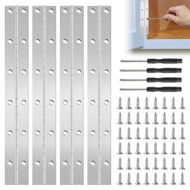 Neikafan Continuous Piano Metal Hinge 300mm/12 Inch Heavy Duty Piano Hinges Continuous Stainless Steel Polished Piano Hinge for Wood, Pianos, Cabinet Doors, Large Windows with 48 Screws