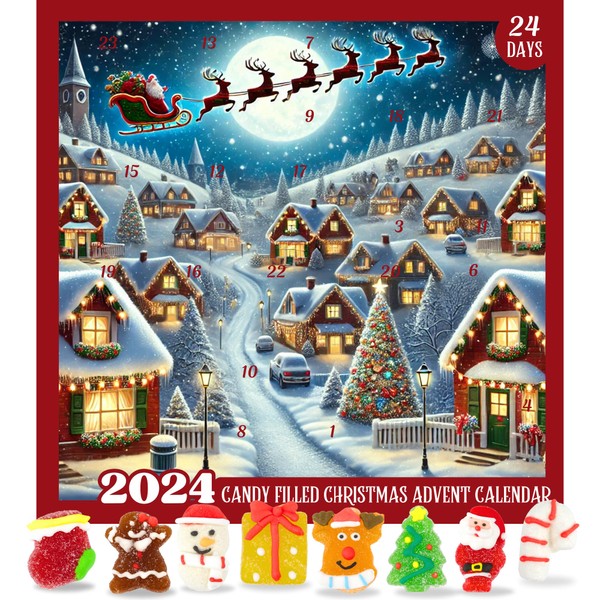 Gummy Candy Filled Advent Calendar, Countdown to Christmas 2024 with